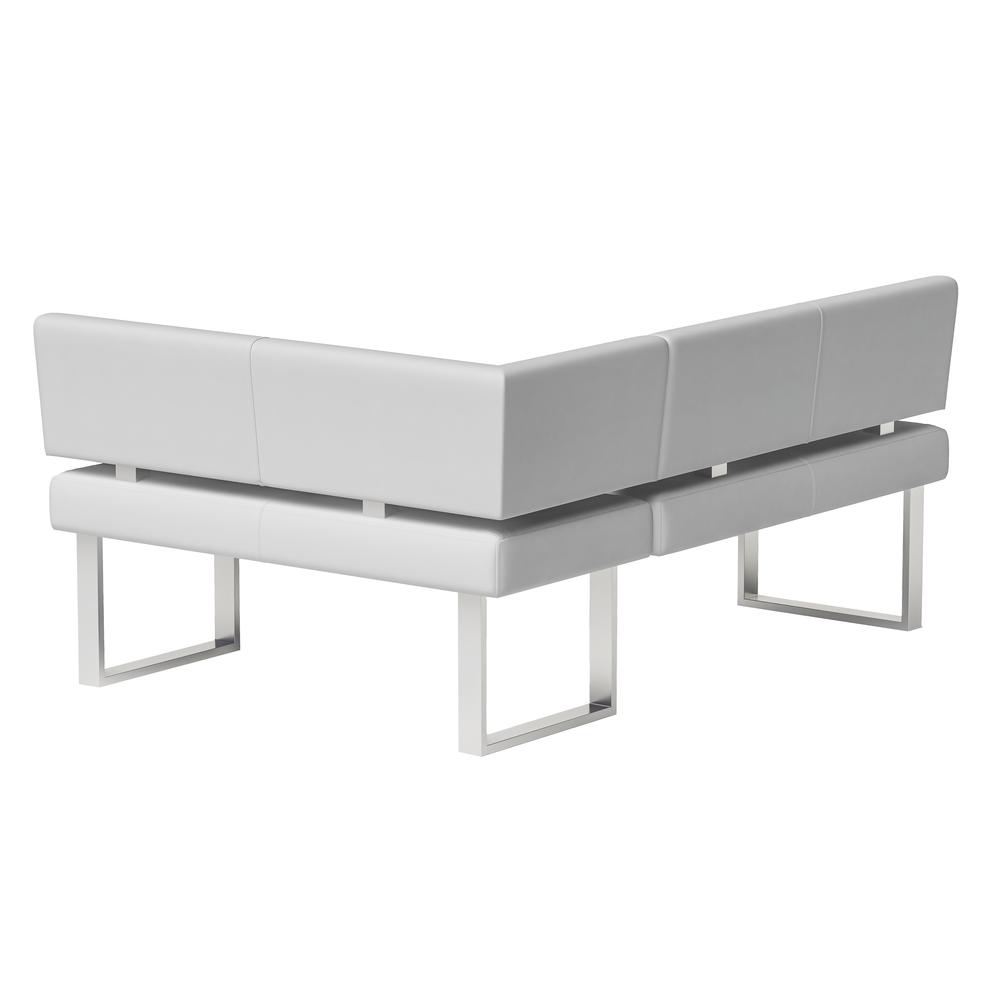 Linden Table+Nook+Bench, Gloss White. Picture 8
