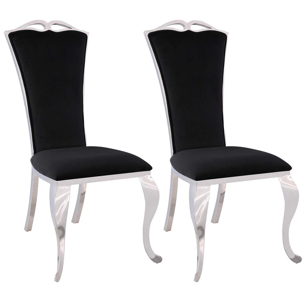 Tall Back Side Chair - Set Of 2, Black. Picture 7