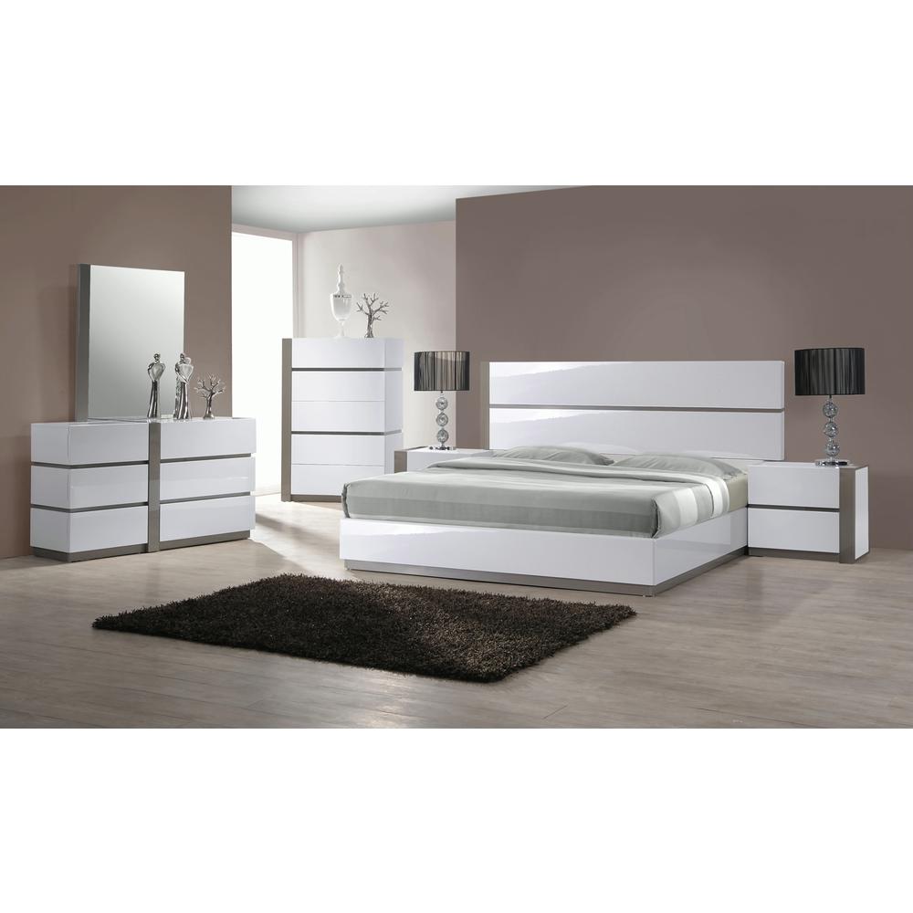 Queen Size 4 Piece Set, Gloss White & Grey. Picture 2