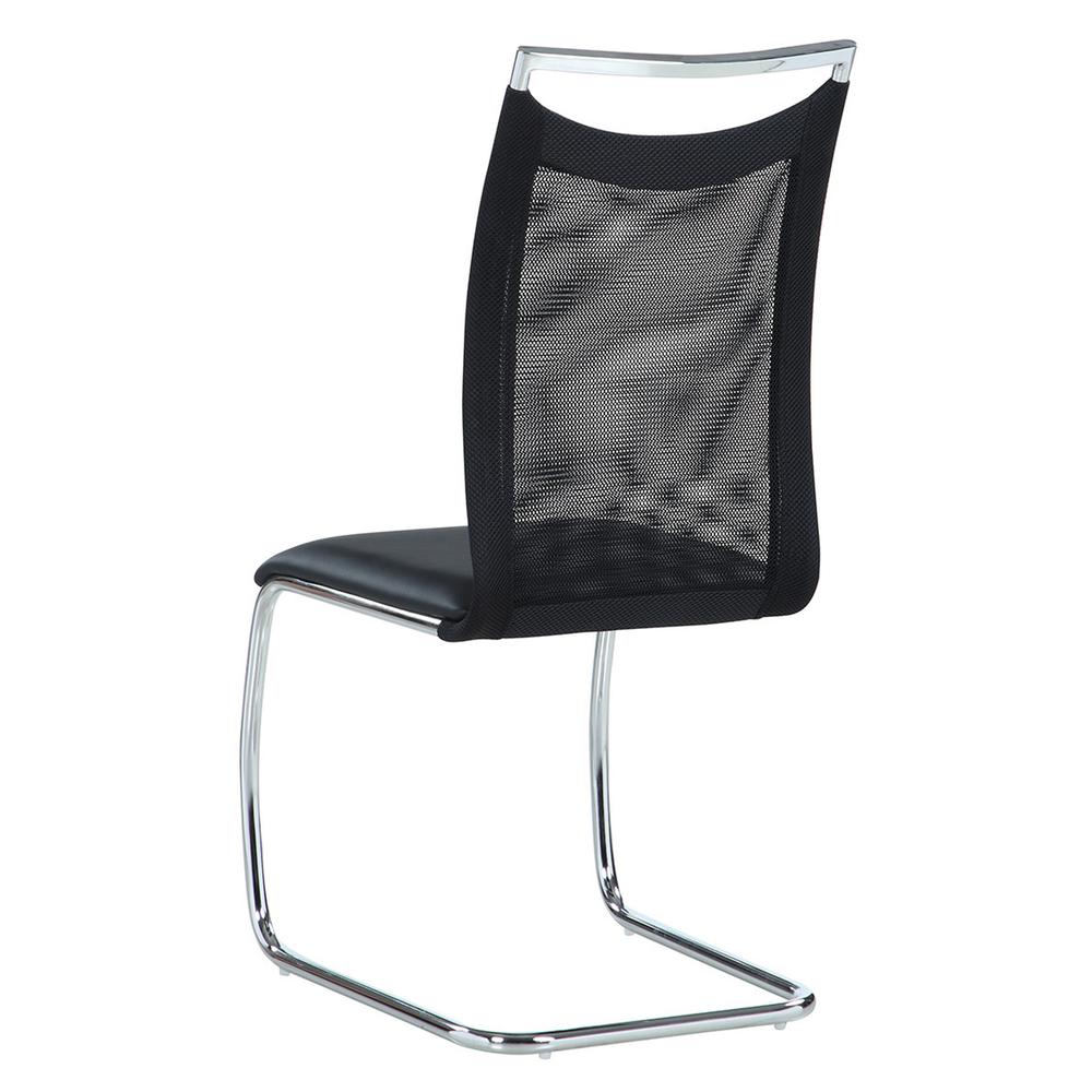 Meshed Back Cantilever Side Chair - Set Of 2, Black. Picture 3