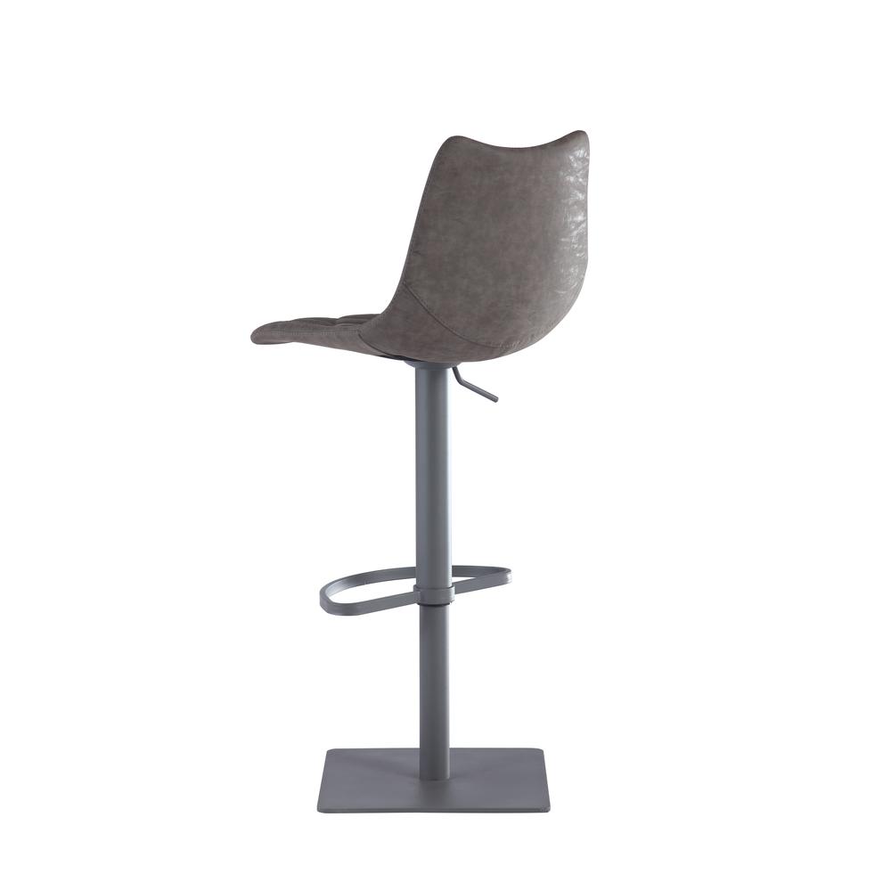 Diamond Stiching Seat W/ Curved Back Adjustable Stool, Gray. Picture 3