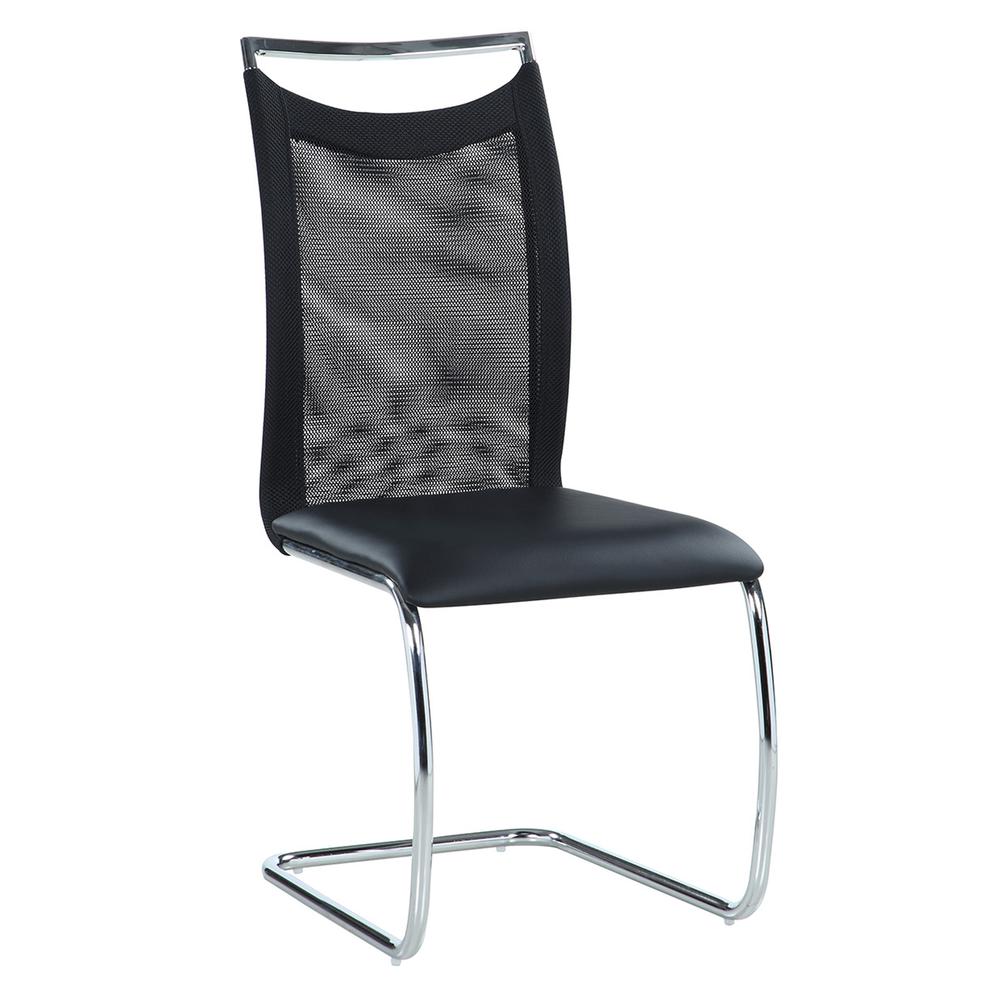 Meshed Back Cantilever Side Chair - Set Of 2, Black. Picture 2