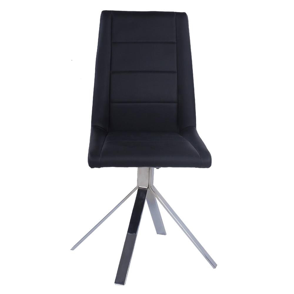 Channel Back Pyramid Base Chair - Set Of 2, Black. Picture 1