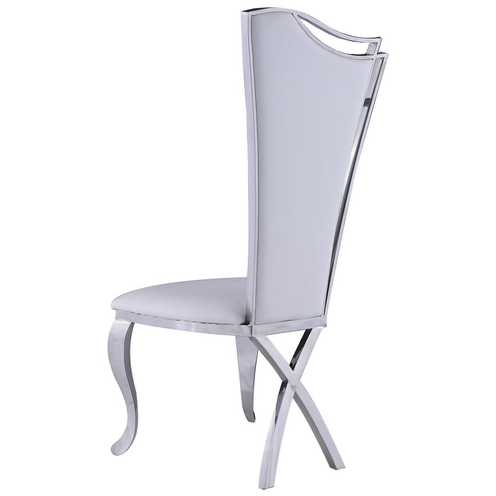 Contemporary Design Tall Back Side Chair - Set Of 2, White. Picture 4