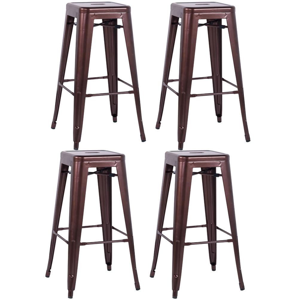 Galvanized Steel Bar Stool  - Set Of 4, Copper. Picture 1