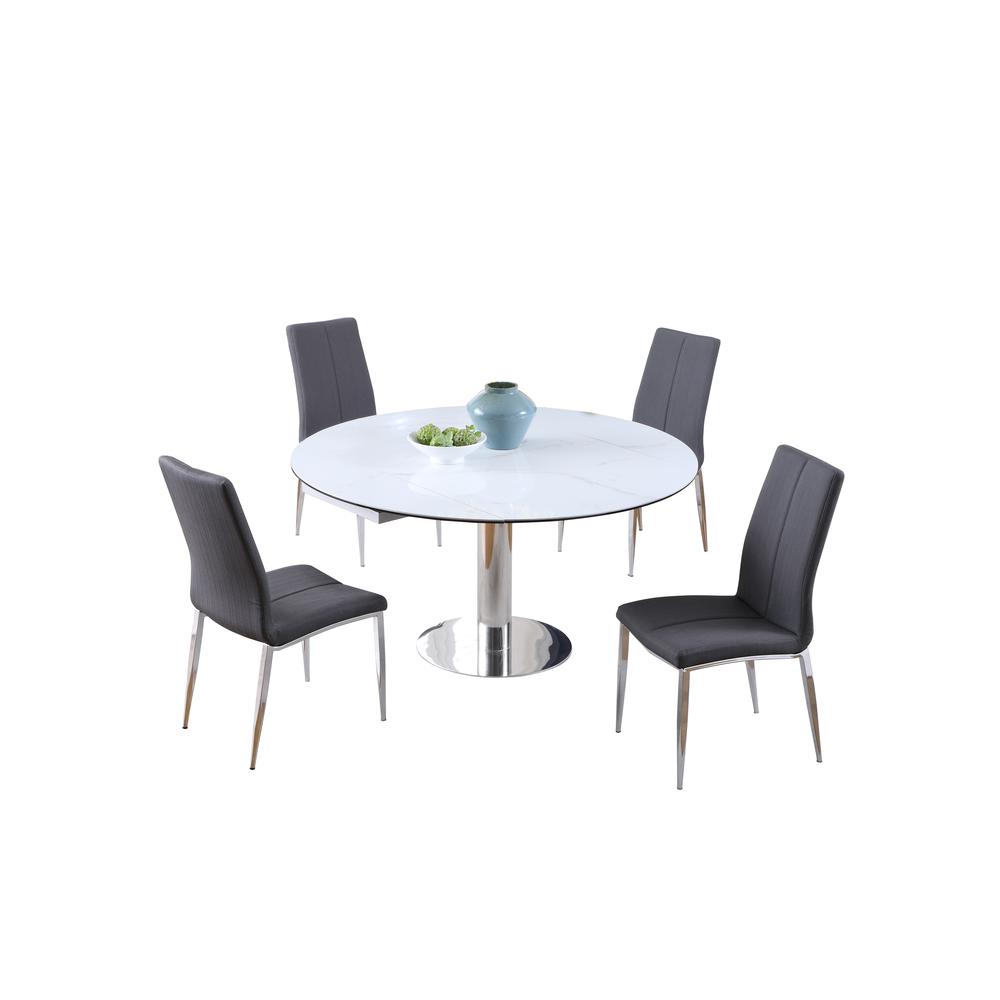 Dining Set w/ Extendable Contemporary Ceramic Table & 4 Modern Chairs. Picture 2