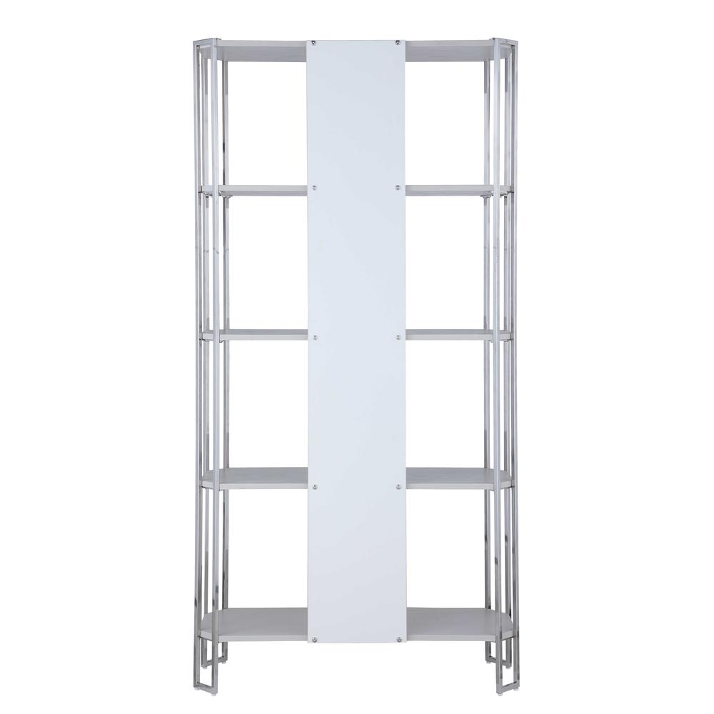 Contemporary Gray Bookshelf w/ Polished Steel Frame. Picture 6