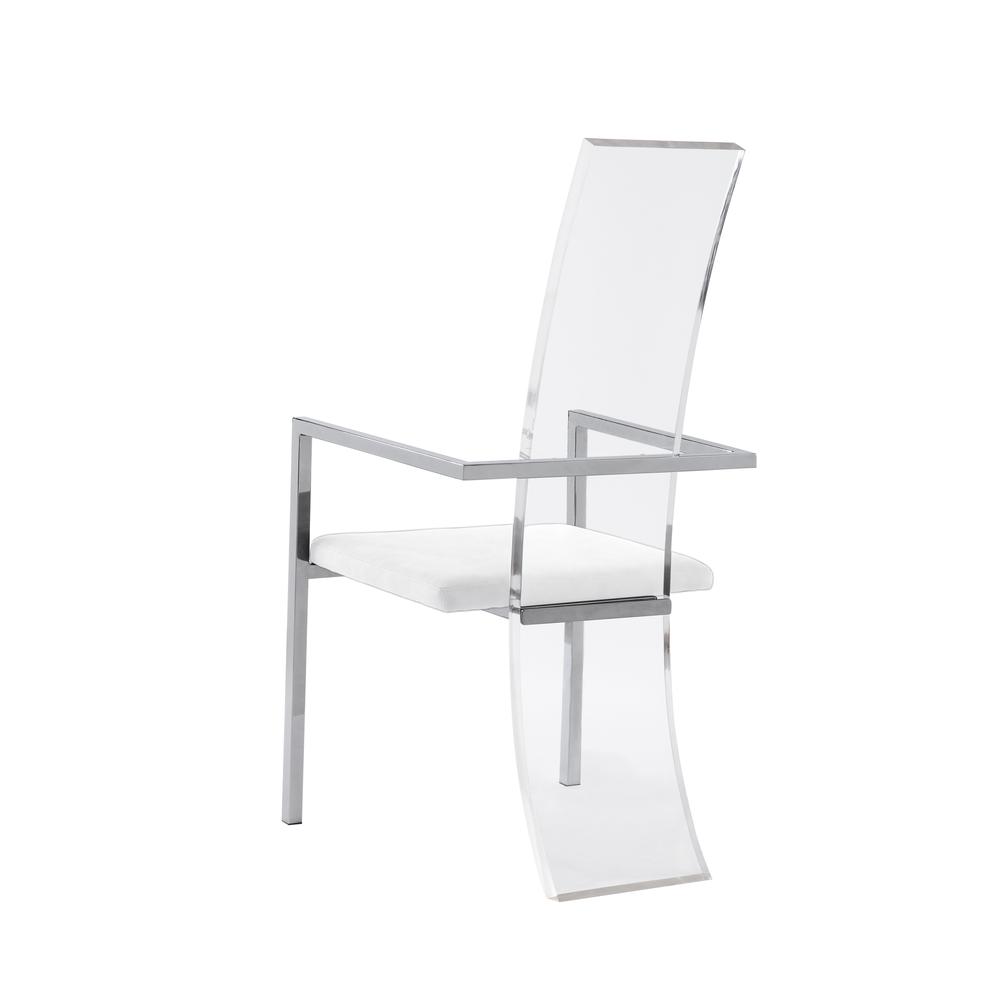 Acrylic High Back Arm Chair - Set Of 2, White. Picture 3