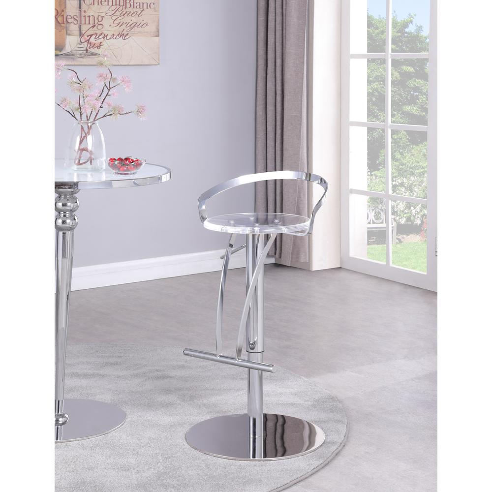 Contemporary Pneumatic-Adjustable Stool w/ Solid Acrylic Seat. Picture 2