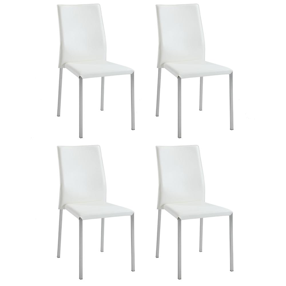 Sleek Back Stackable Side Chair  - Set Of 4, White. Picture 1