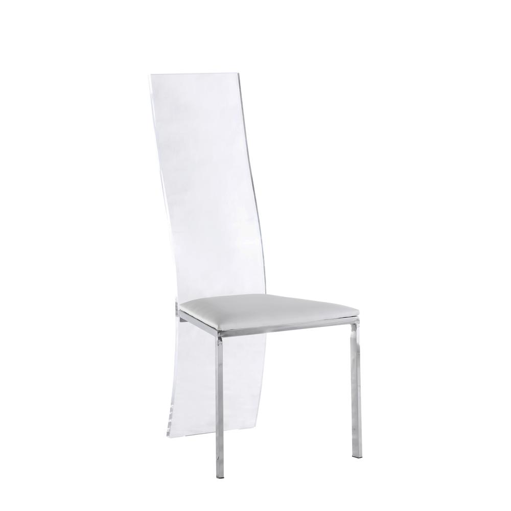 Acrylic High Back Side Chair - Set Of 2, White. Picture 2