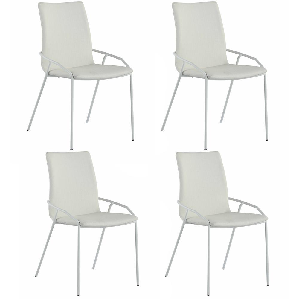 Contemporary White Upholstered Side Chair. Picture 8
