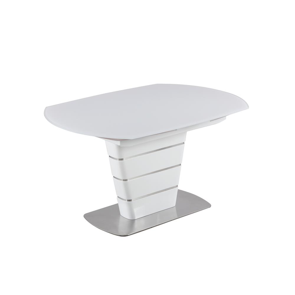 Contemporary White Motion-Extendable Dining Table. Picture 1