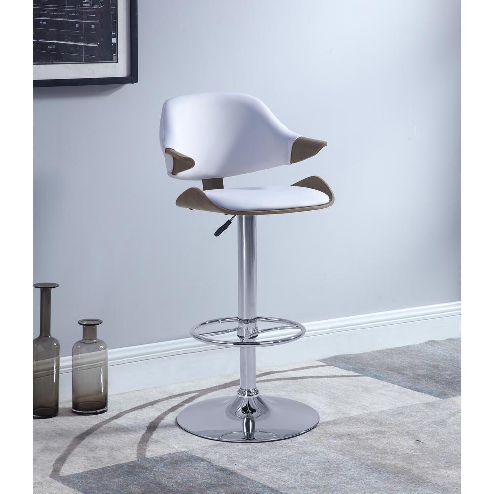 Curved Back Adjustable Height Stool, White. Picture 7