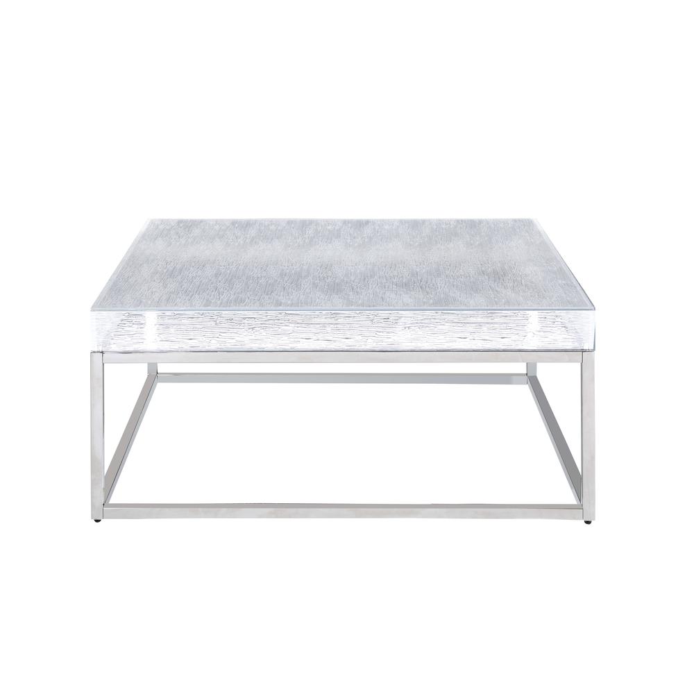Contemporary Square Cocktail Table w/ Acrylic Top & Steel Frame. Picture 2