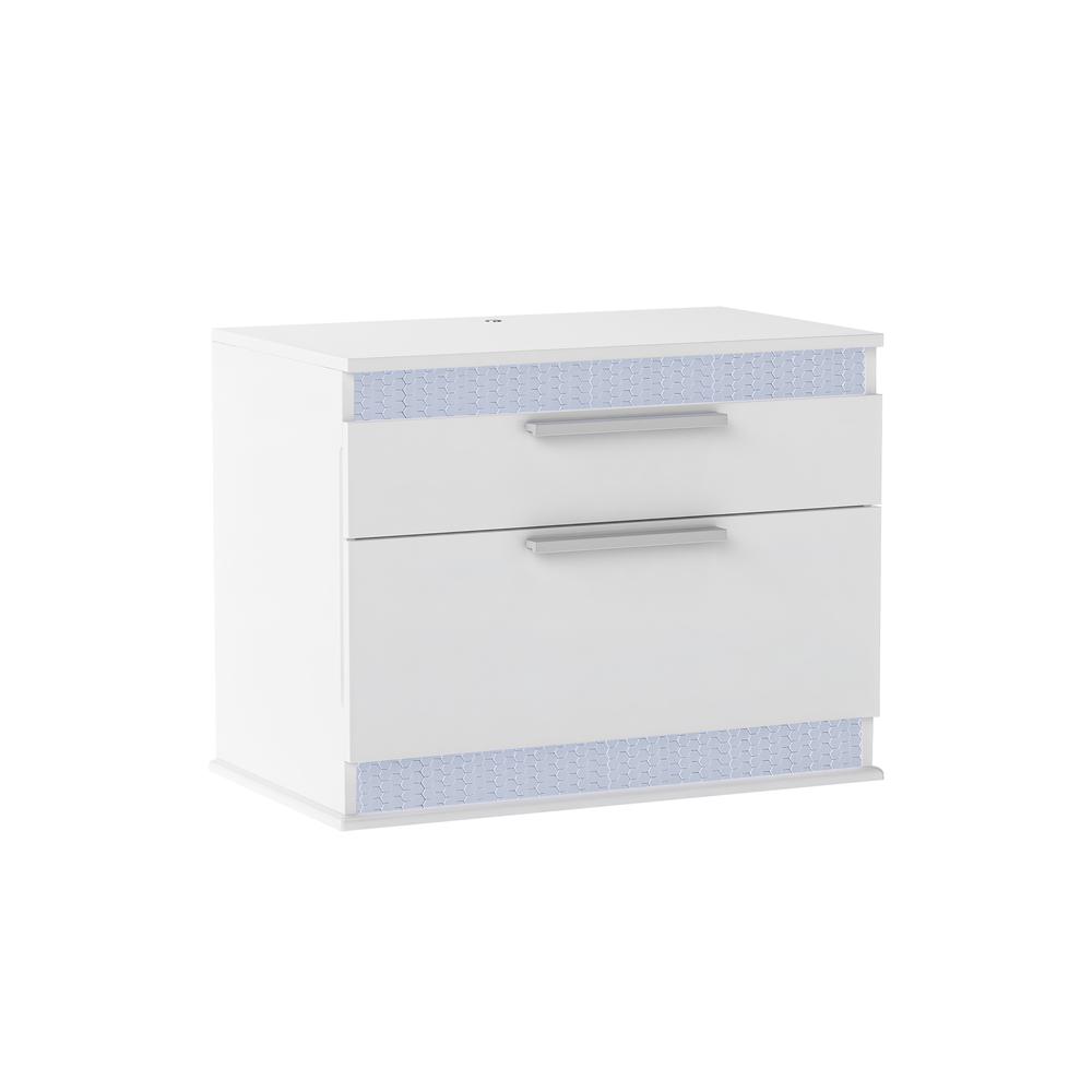 Modern Gloss White 2-Drawer Night Stand. Picture 1