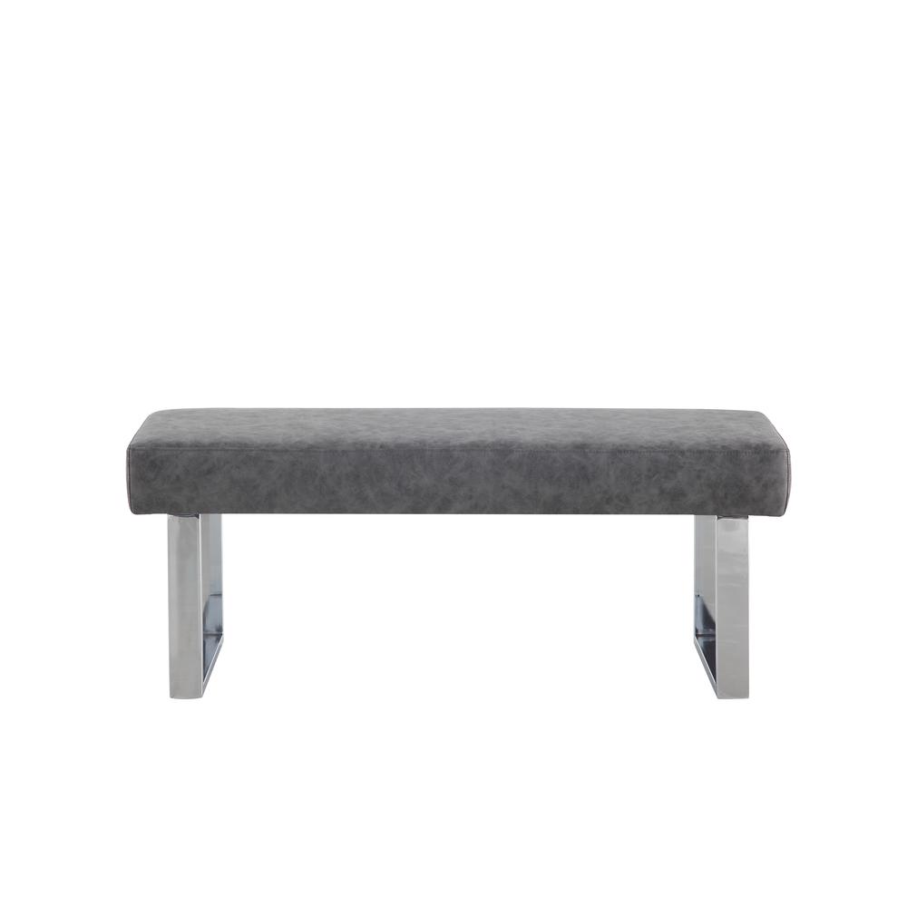 Modern Gray Upholstered Bench, Gray. Picture 2