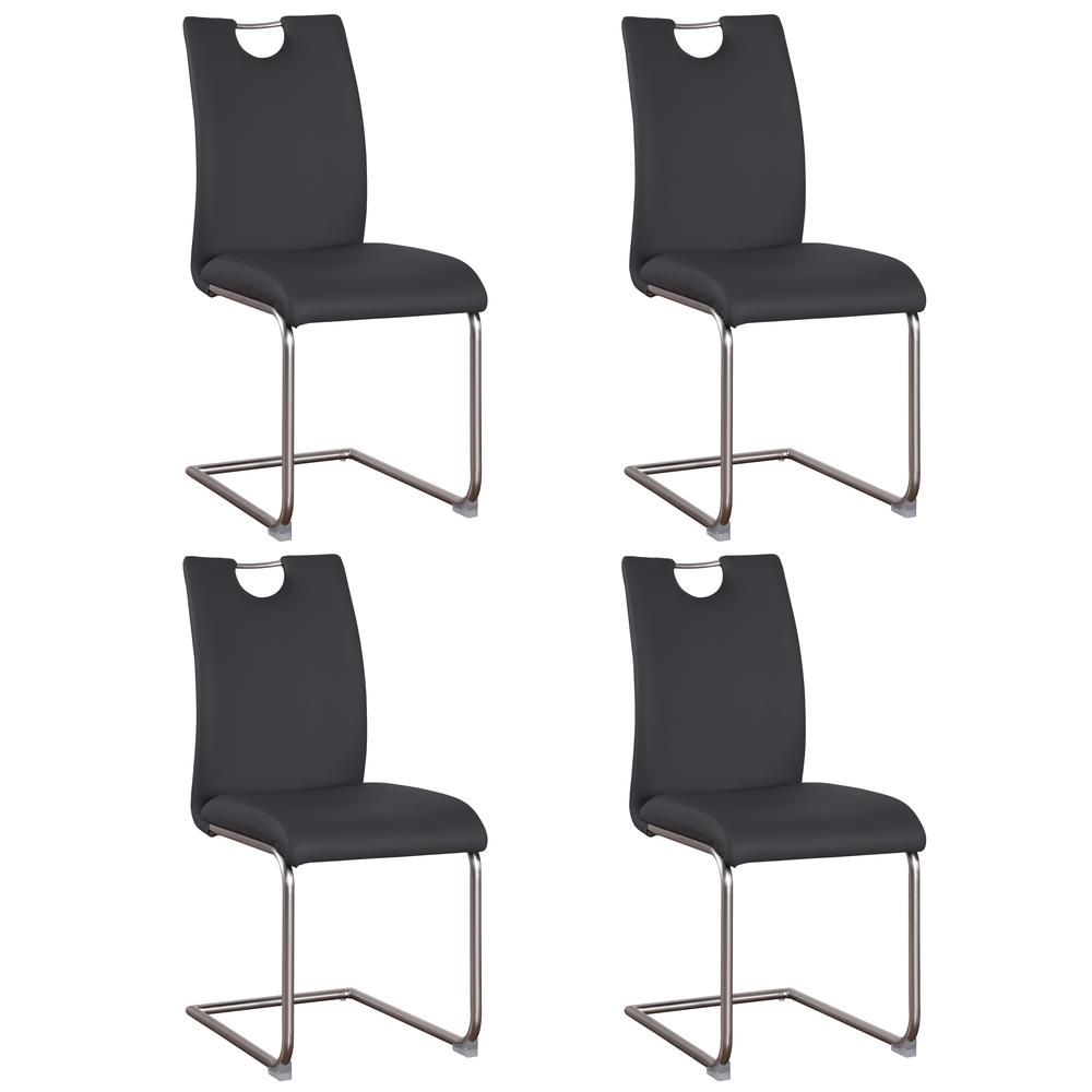 Handle Back Cantilever Side Chair  - Set Of 4, Black. Picture 1