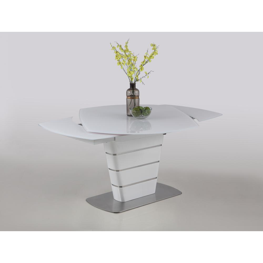 Contemporary White Motion-Extendable Dining Table. Picture 3