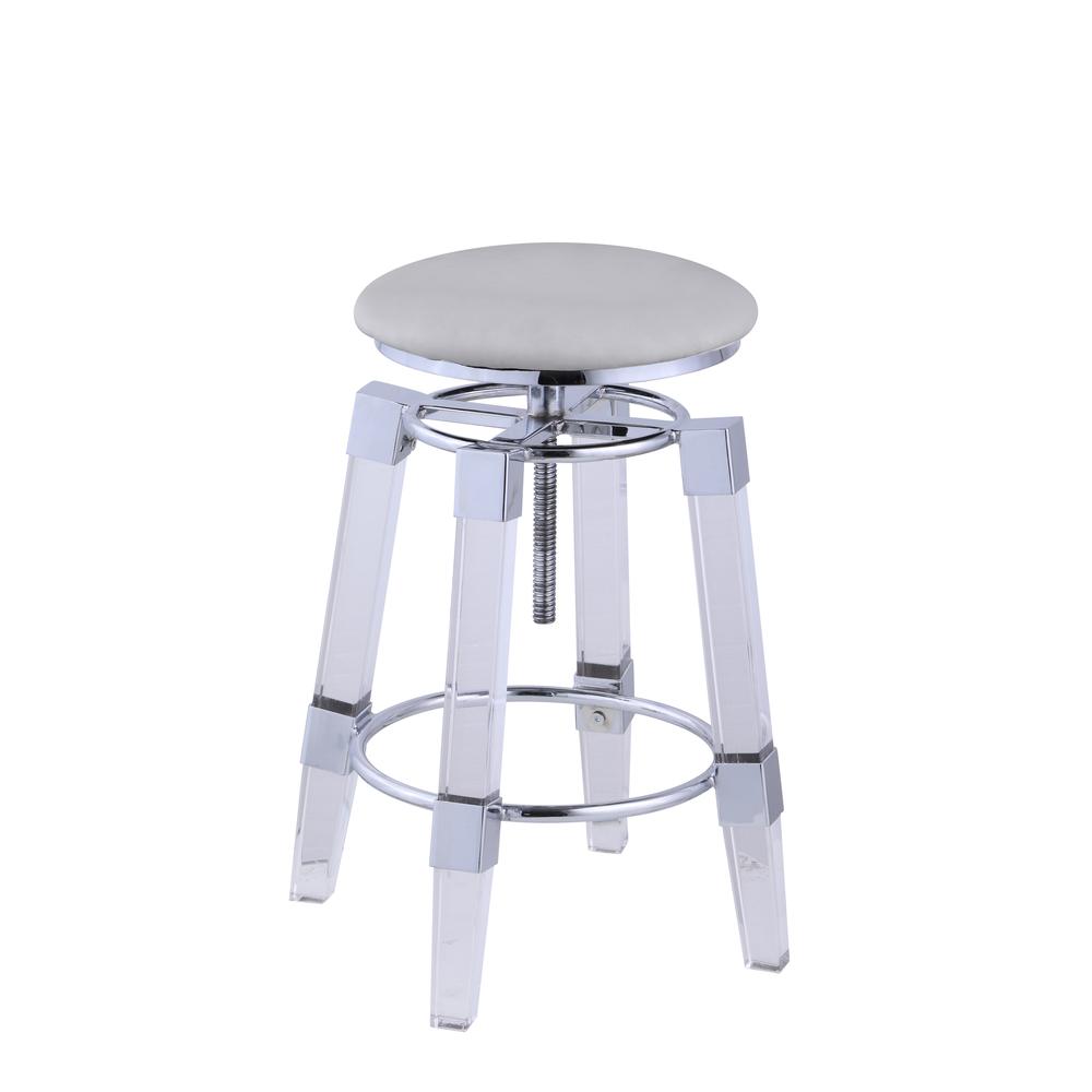 Adjustable Stool W/ Upholstered Seat, Gray. Picture 1