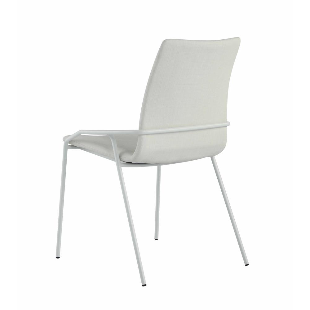 Contemporary White Upholstered Side Chair. Picture 3