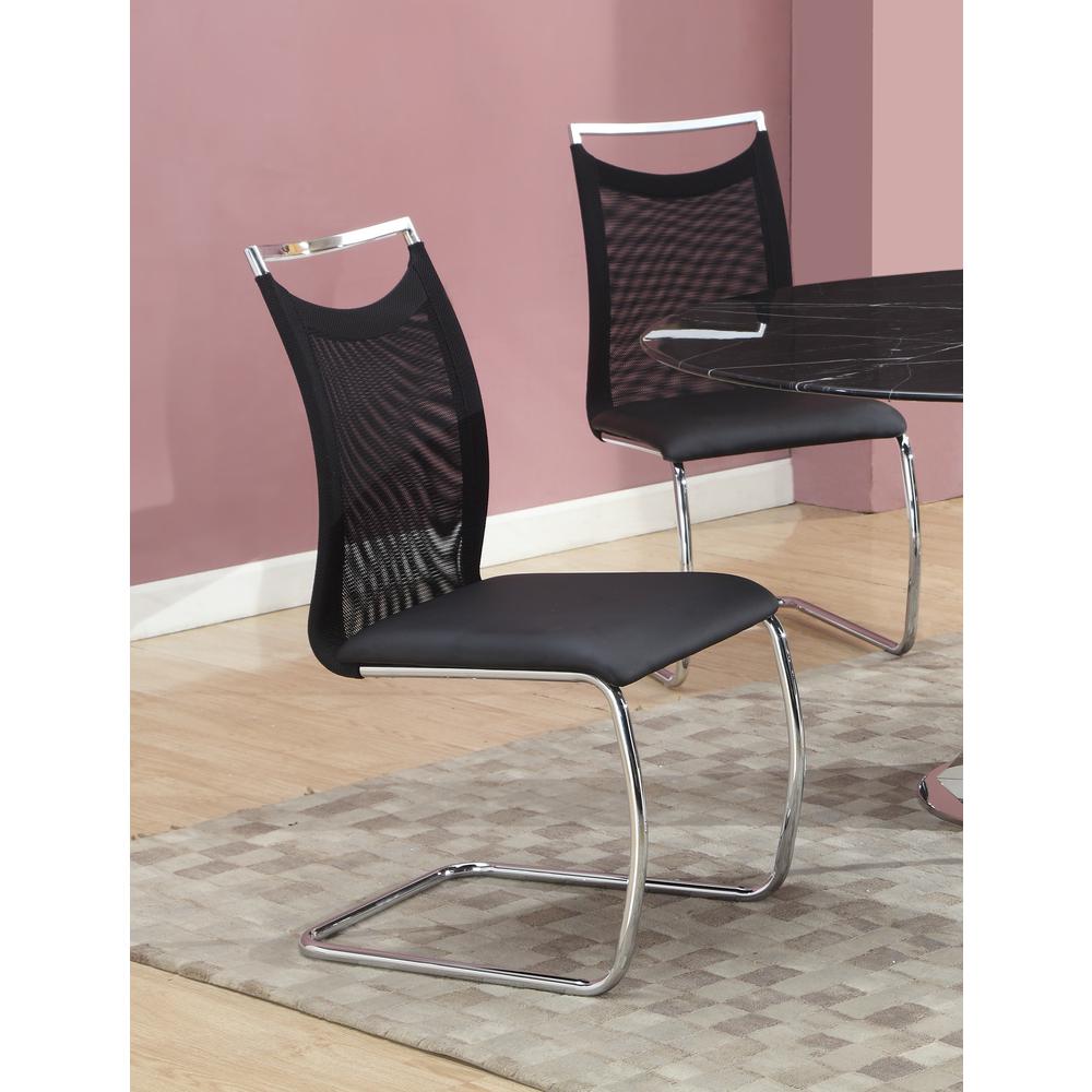 Meshed Back Cantilever Side Chair - Set Of 2, Black. Picture 9