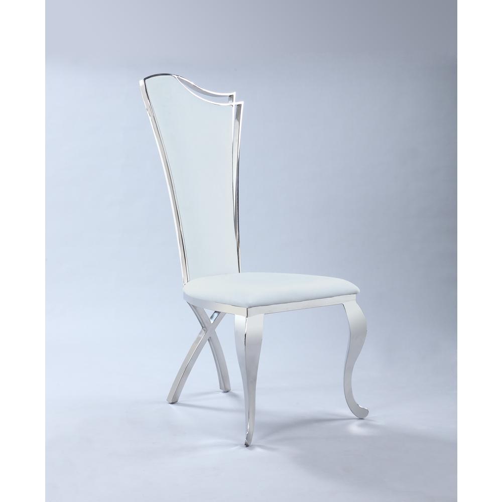 Contemporary Design Tall Back Side Chair - Set Of 2, White. Picture 9