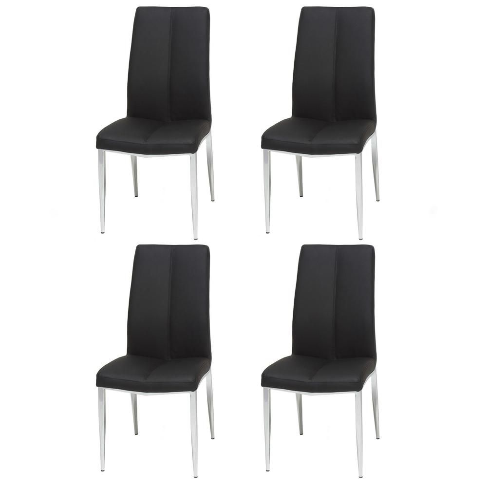 Curved Back Side Chair  - Set Of 4, Black. Picture 1