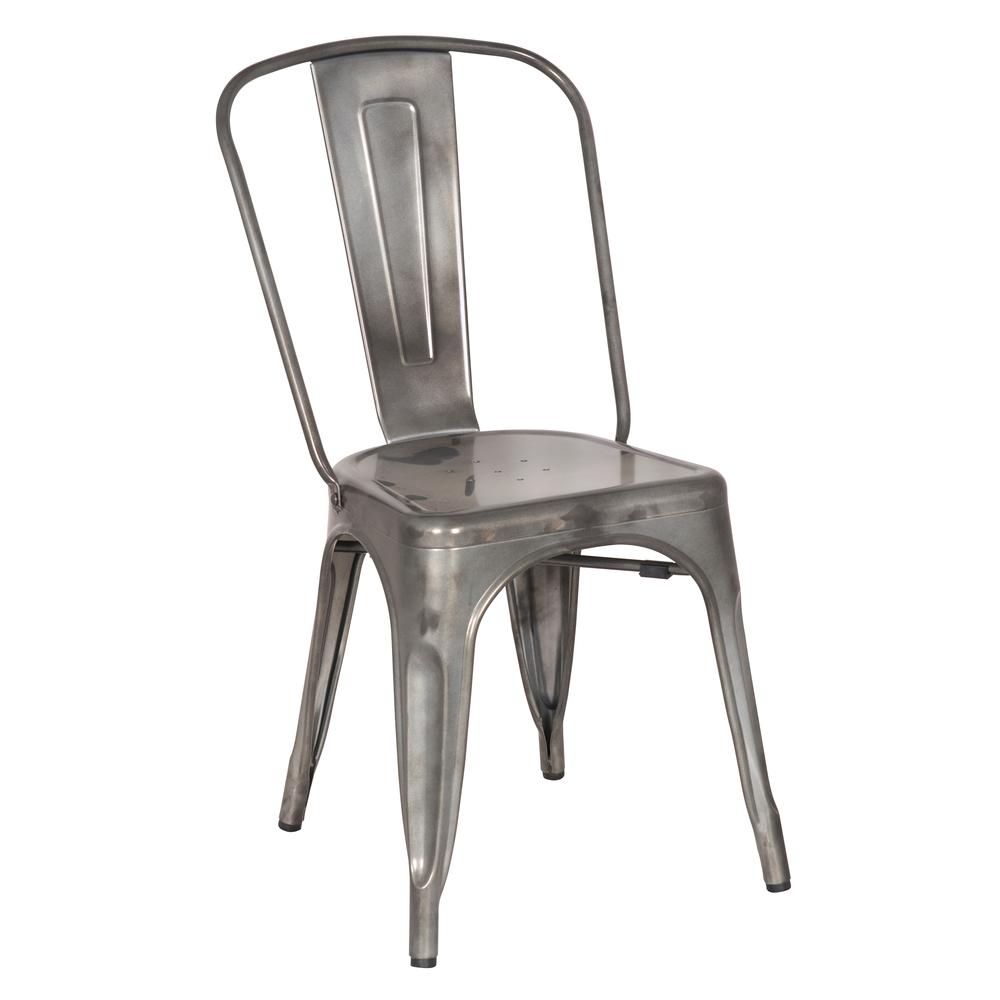 Galvanized Steel Side Chair  - Set Of 4, Gunmetal. Picture 1