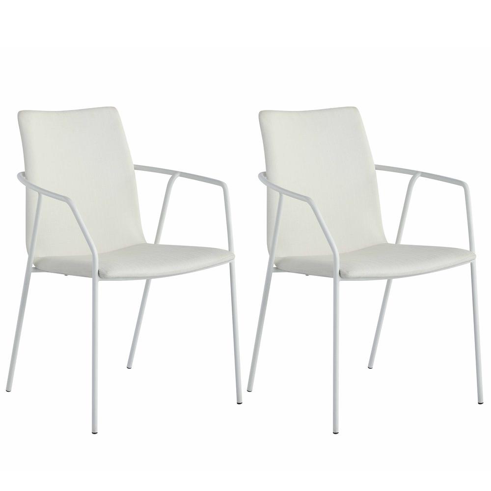Contemporary White Upholstered Arm Chair. Picture 8