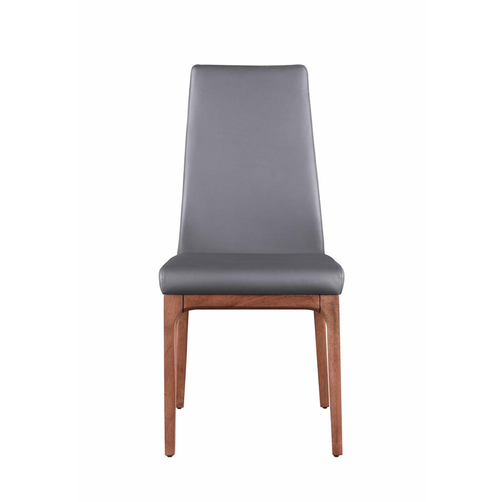 Chintaly Modern Contour Back Upholstered Side Chair w/ Solid Wood Base. Picture 3