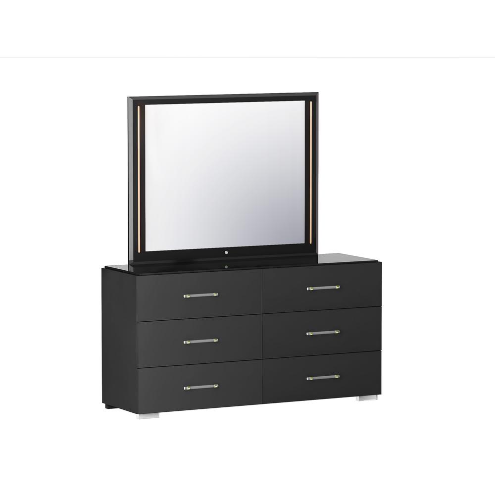 Modern 6-Drawer Gloss Black Bedroom Chest. Picture 1