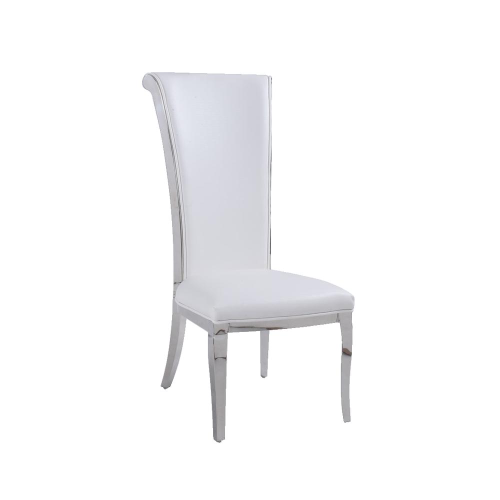 Modern Tall Rolled Back Side Chair - Set Of 2, White. Picture 2