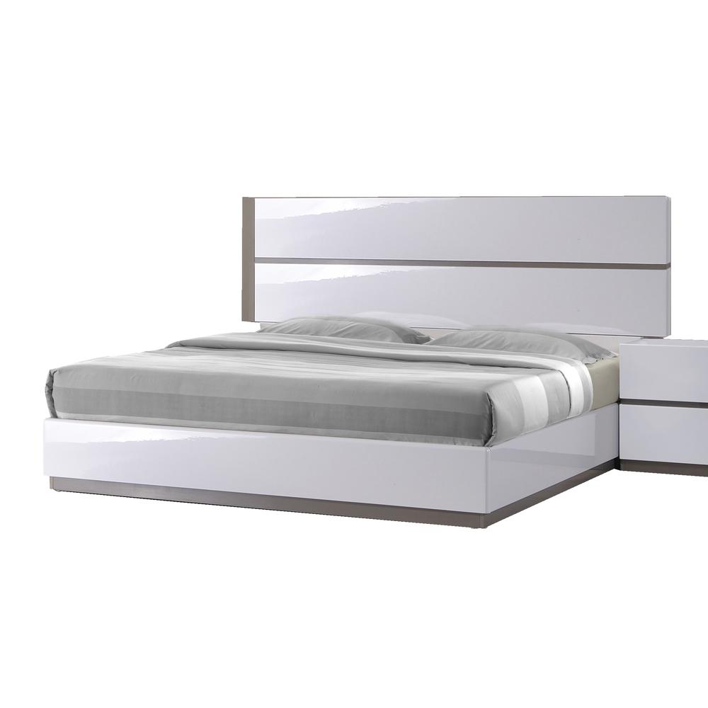 Queen Size 4 Piece Set, Gloss White & Grey. Picture 3