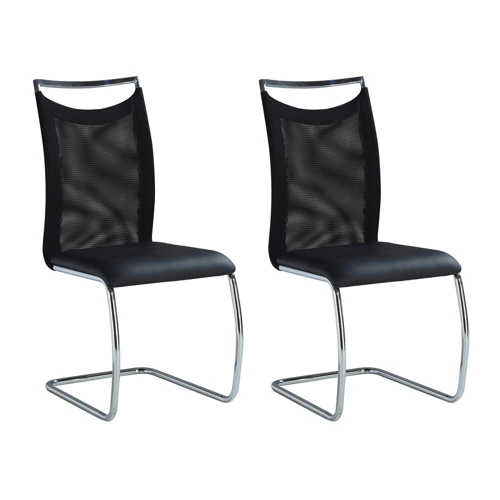 Meshed Back Cantilever Side Chair - Set Of 2, Black. Picture 1