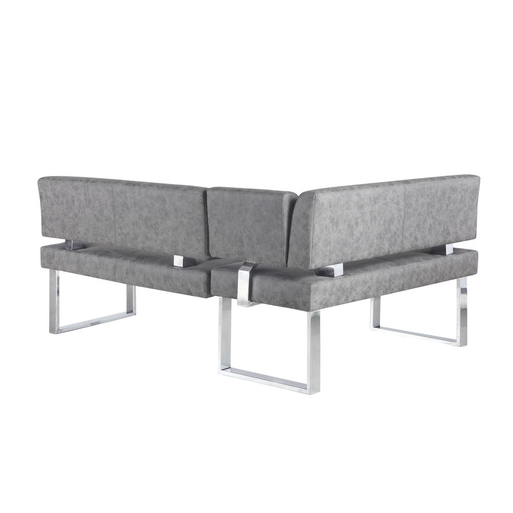 Modern Gray Upholstered Bench, Gray. Picture 4