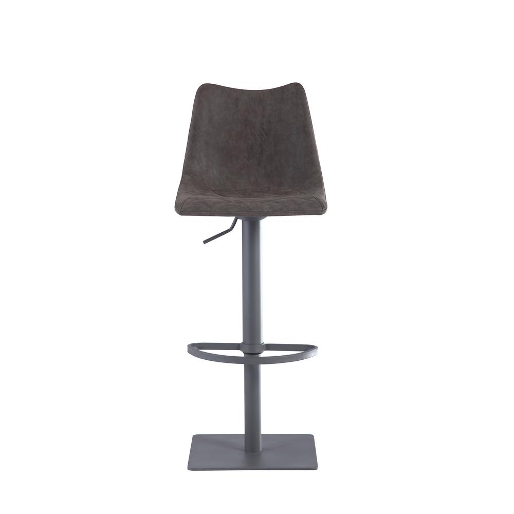 Diamond Stiching Seat W/ Curved Back Adjustable Stool, Gray. Picture 4
