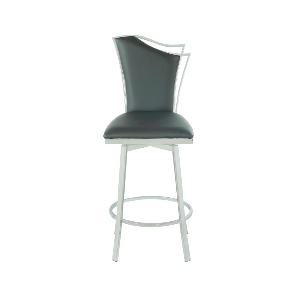 Swivel Counter Stool W/ Design Back, Gray. Picture 1