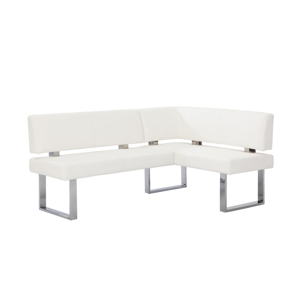 Linden Table+Nook+Bench, Gloss White. Picture 4