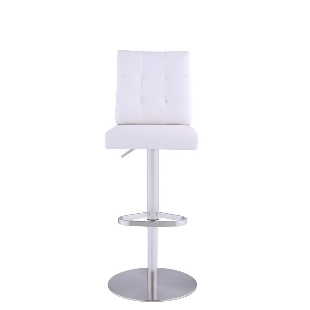 Tufted Back Adjustable Height Stool, White. Picture 3