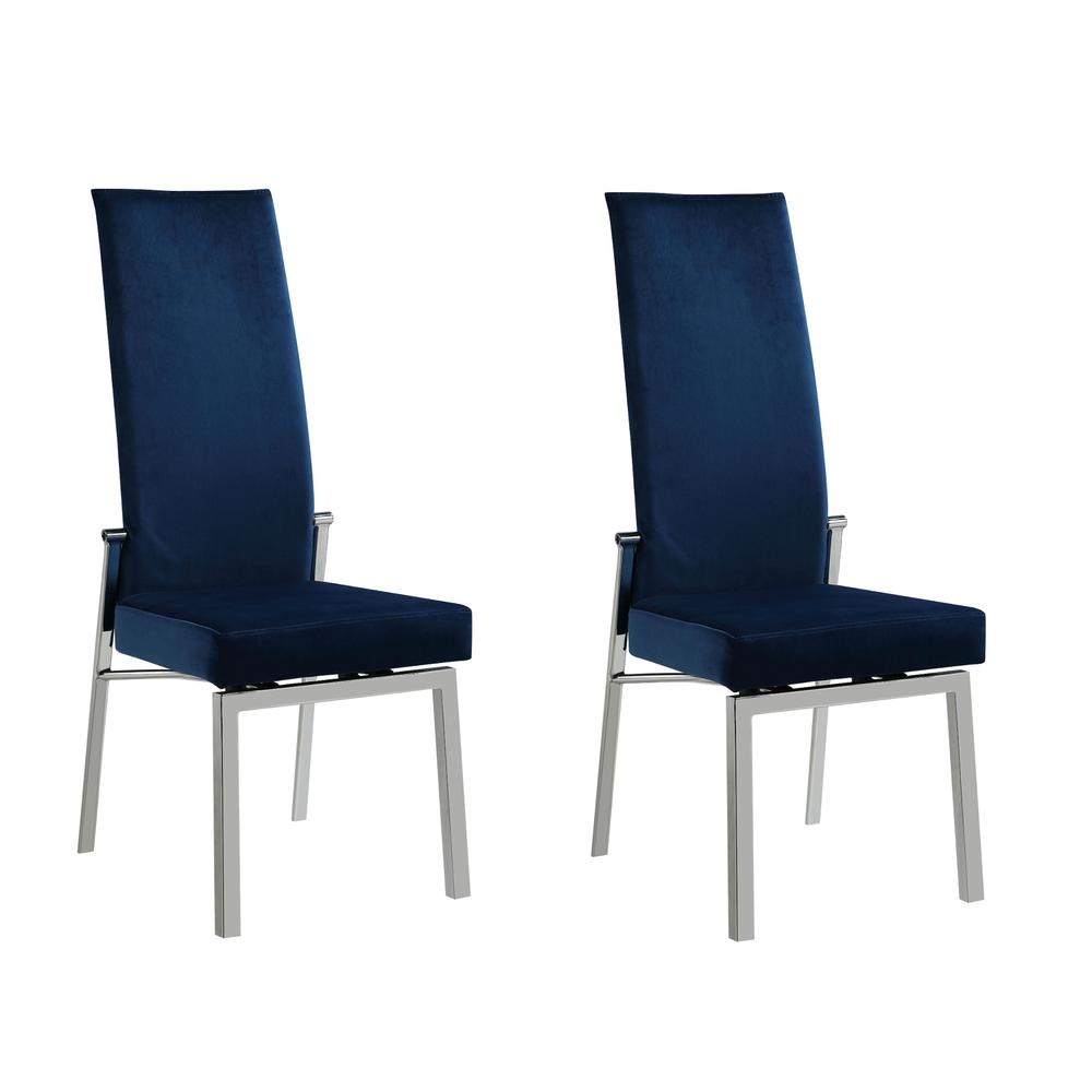 Contemporary Motion Back Side Chair w/ Chrome Frame Blue. The main picture.