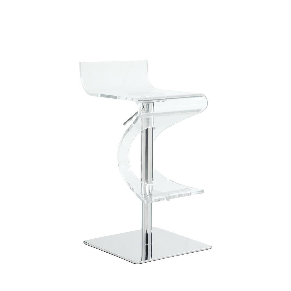 Contemporary Pneumatic-Adjustable Stool w/ Acrylic Seat. Picture 3
