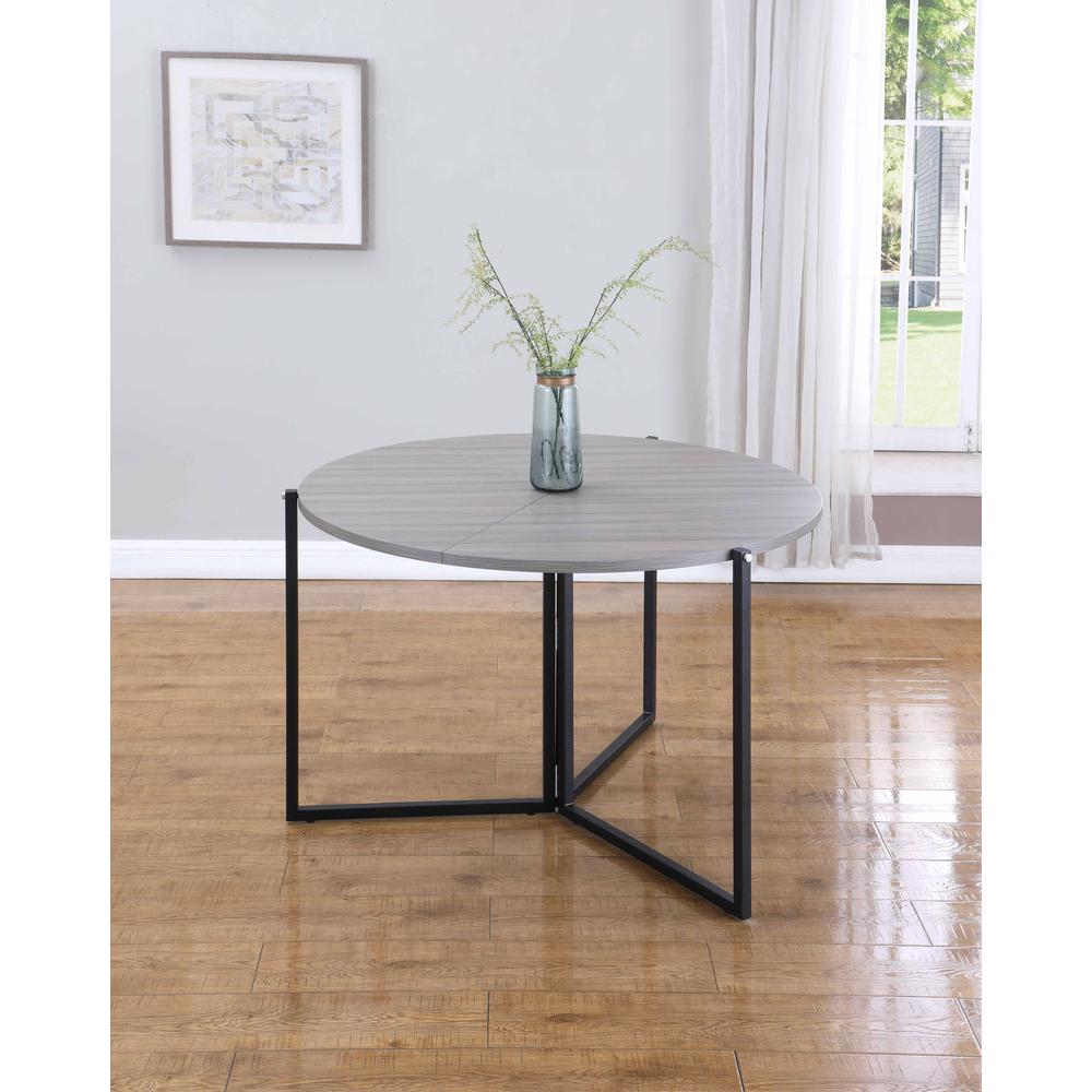 43" Round Foldaway Dining Table, 8389-DT-FLD-GRY-VNR. Picture 2