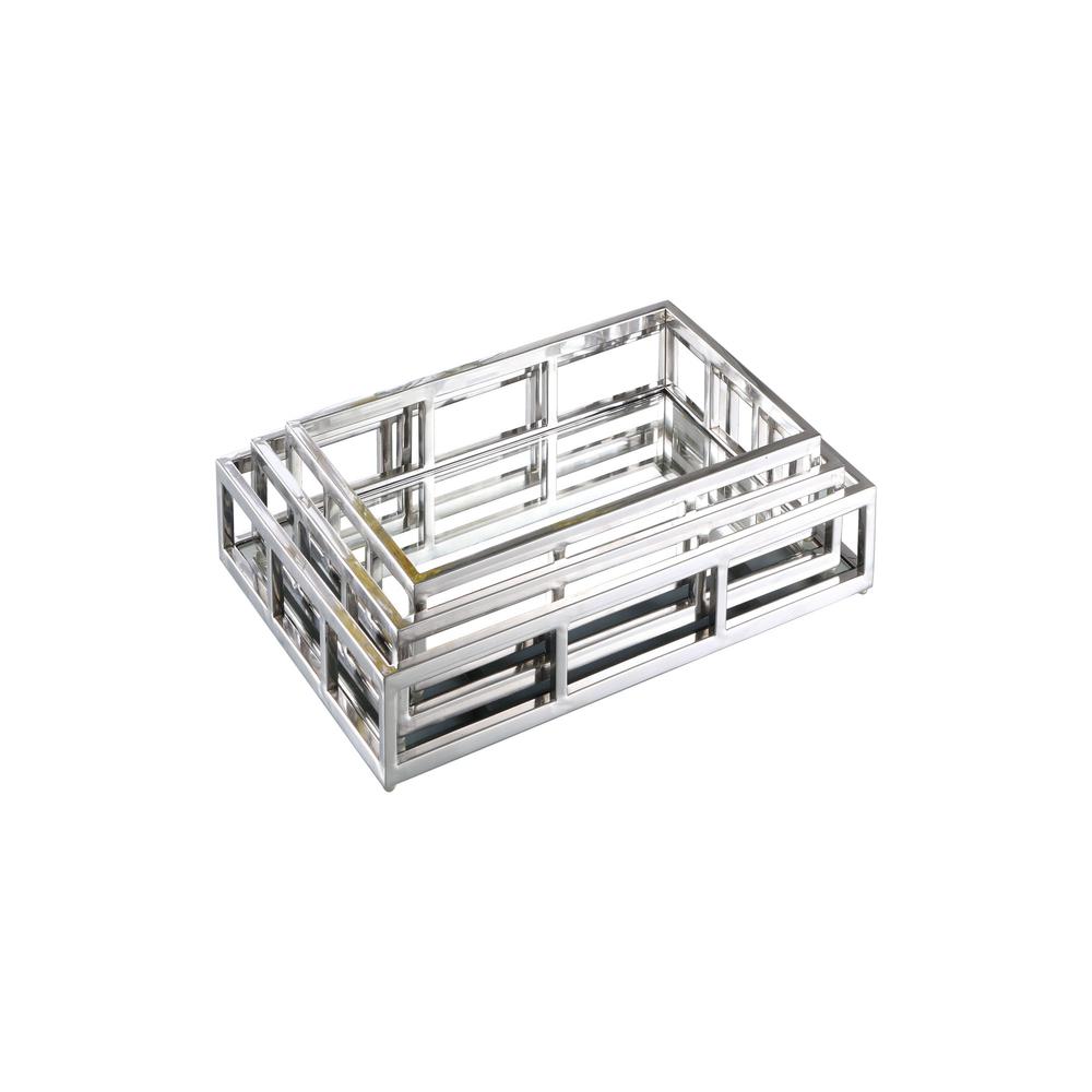 Rectangular Stainless Steel Mirrored Nesting Trays. Picture 2