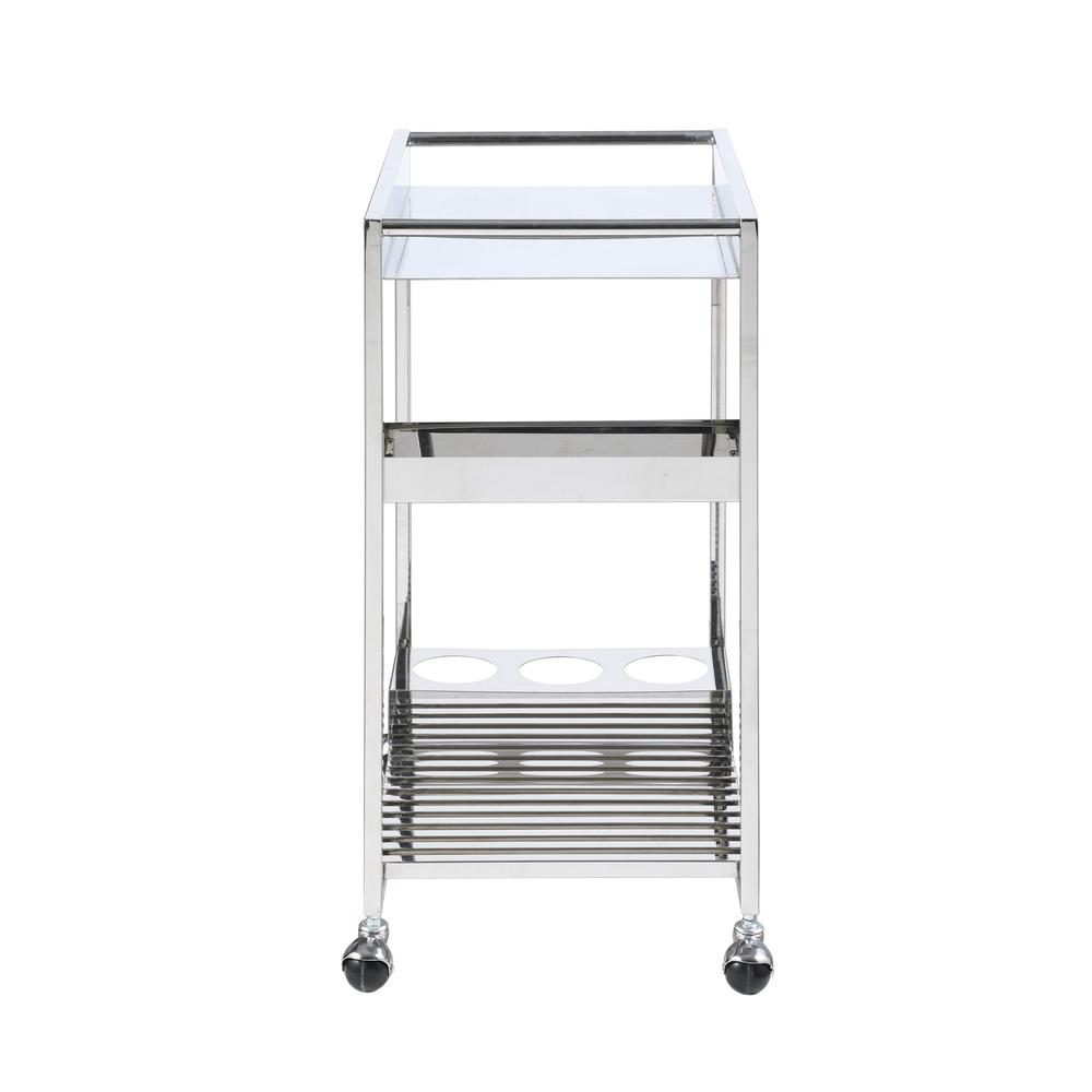 Contemporary All Metal Tea Cart, Polished Ss. Picture 3