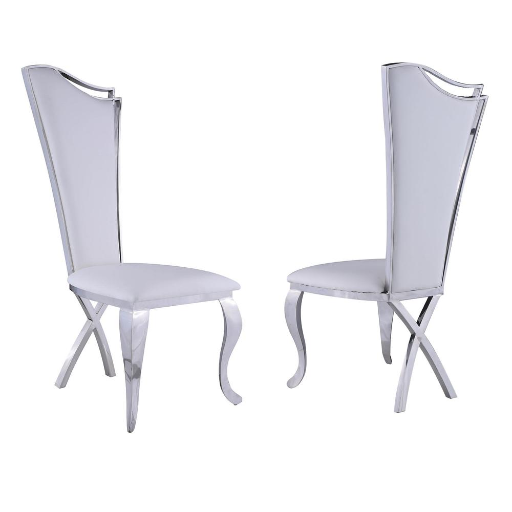 Contemporary Design Tall Back Side Chair - Set Of 2, White. Picture 2