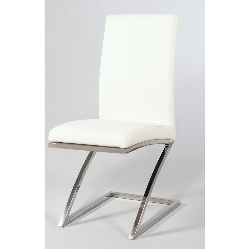 "Z" Frame Contemporary Side Chair  - Set Of 4, Stainless Steel. Picture 9