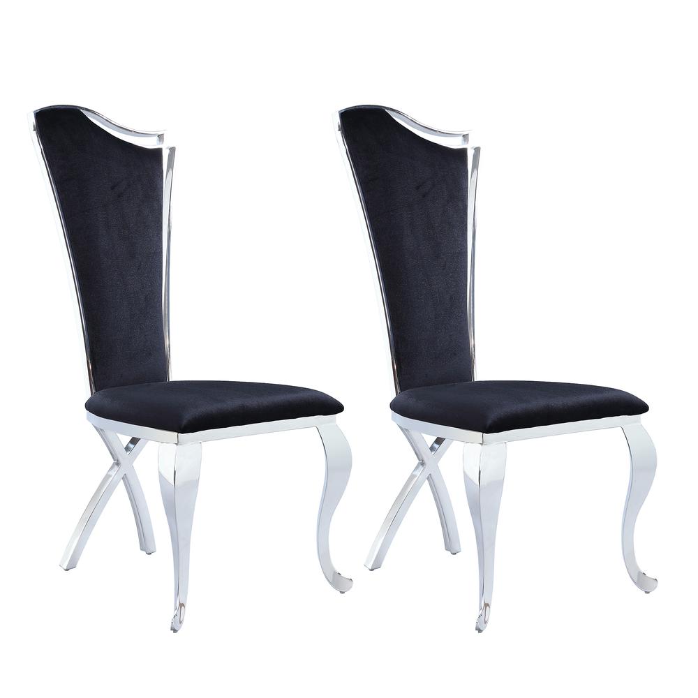 Contemporary Design Tall Back Side Chair - Set Of 2, Black. Picture 2