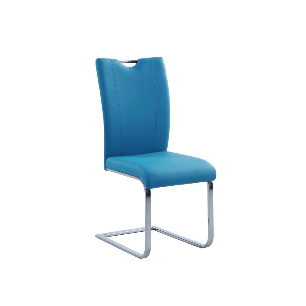 Contemporary Handle Back Side Chair - Set Of 2, Blue. Picture 1