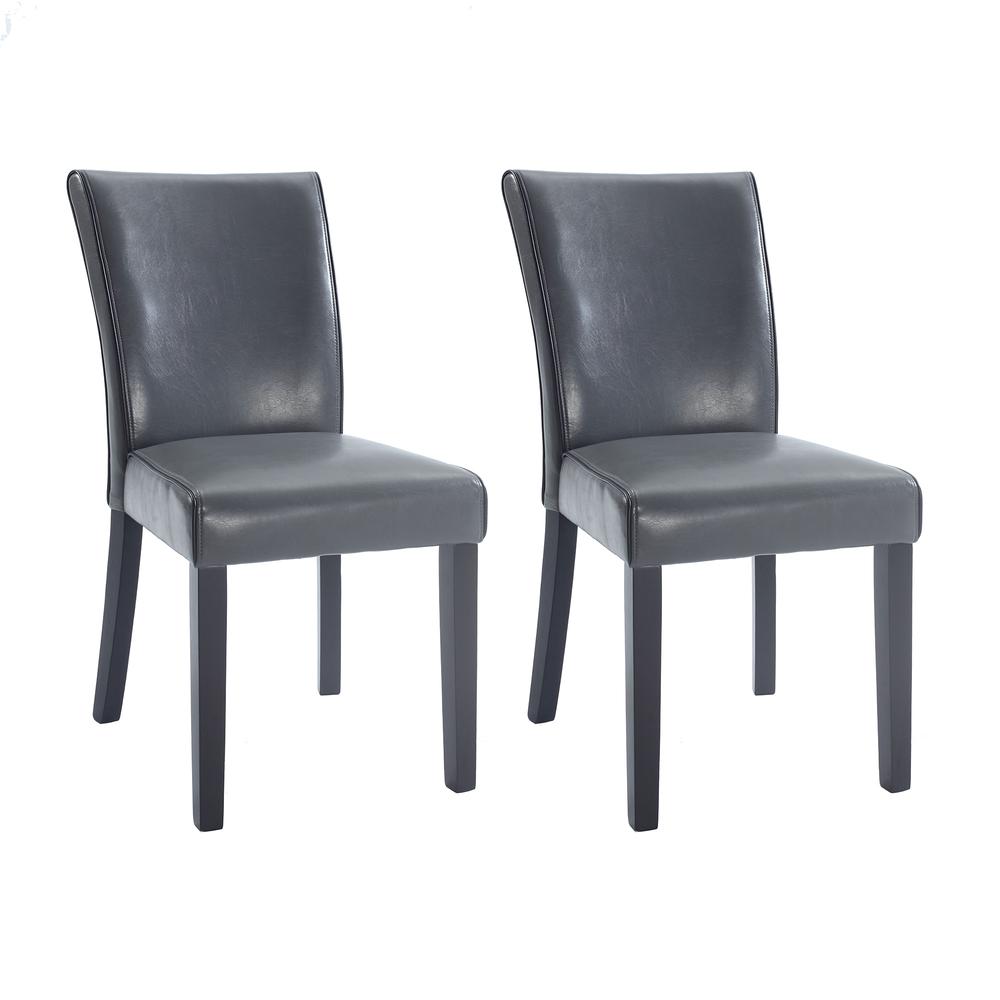 Bonded Leather Parson Chair - Set Of 2, Gray. Picture 2